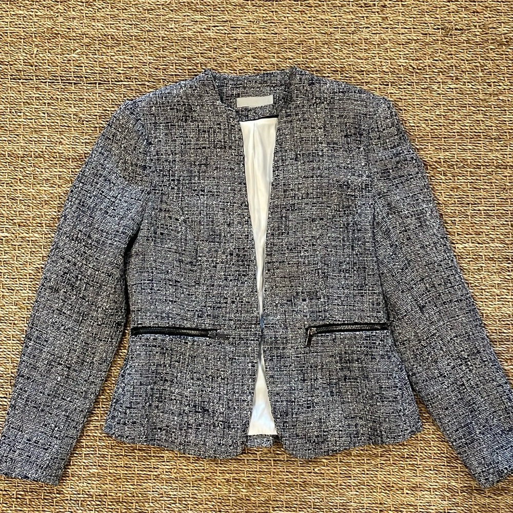 H&M tweed jacket - usable zipper pockets (black/white)